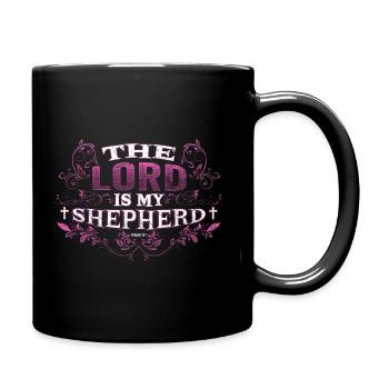 Jesus Christus - Der Herr ist mein Hirte -Psalm 23 - Tasse einfarbig - Schwarz - Rechts