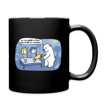 Cartoon Eis schmelzen - Eisbär gegen Klimawandel - Tasse einfarbig - Schwarz - Rechts
