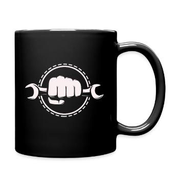 Werkstatt - Schraubendreher Schrauber Bastler - Tasse einfarbig - Schwarz - Rechts