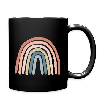 Regenbogen pastell - Tasse einfarbig - Schwarz - Rechts