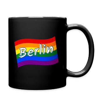 Gay Pride Berlin Deutschland Regenbogenflagge LGBT LGBTQ - Tasse einfarbig - Schwarz - Rechts