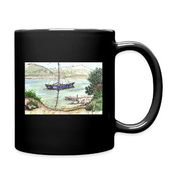 Segelboot - Tasse einfarbig - Schwarz - Rechts