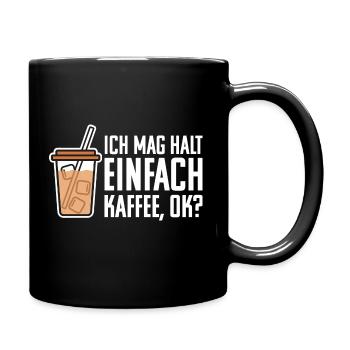 Kaffee Frühaufsteher Spruch - Tasse einfarbig - Schwarz - Rechts