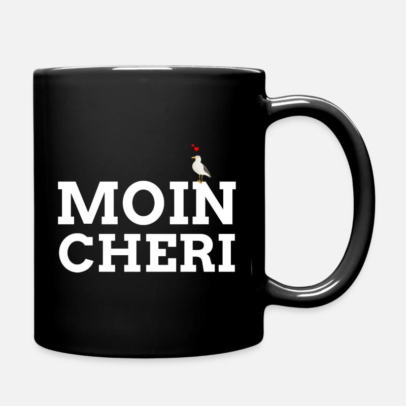 Moin Cherie | Moin Liebe Nordsee Ostsee lustig - Tasse einfarbig - Schwarz