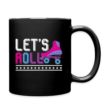 Retro Roller Skates Lets Roll - Tasse einfarbig - Schwarz - Rechts
