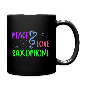 Peace Love Saxophone - Tasse einfarbig - Schwarz - Rechts