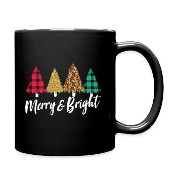 Merry And Bright Christmas Tree - Tasse einfarbig - Schwarz - Rechts