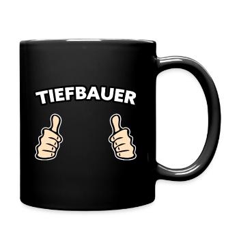 Tiefbauer Beruf Geschenkidee - Tasse einfarbig - Schwarz - Rechts