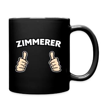 Zimmerer Handwerker Geschenkidee - Tasse einfarbig - Schwarz - Rechts