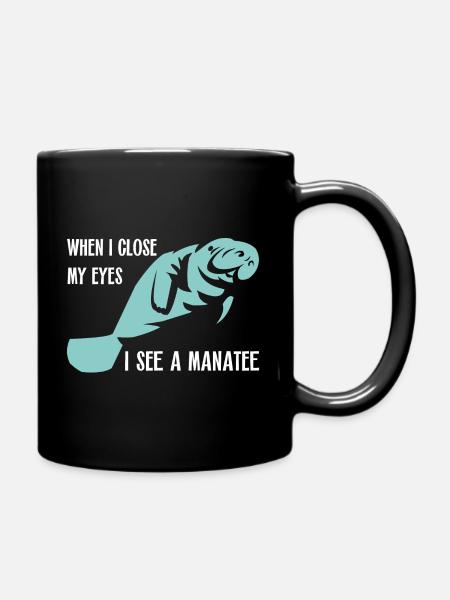 Ich träume von Manatee und Dugong - Tasse einfarbig - Schwarz