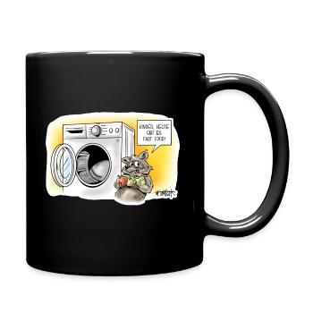 Fast Food Waschbär - Tasse einfarbig - Schwarz - Rechts