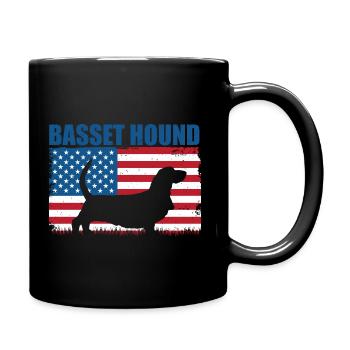 Basset Hound - Full Colour Mug - black - Right