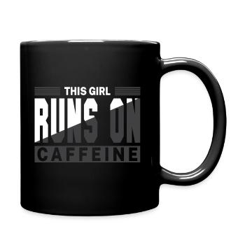 This Girl Runs On Caffeine - Caffeine Saying - Full Colour Mug - black - Right