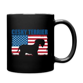 Cesky Terrier Hund - Cesky Terrier - Tasse einfarbig - Schwarz - Rechts