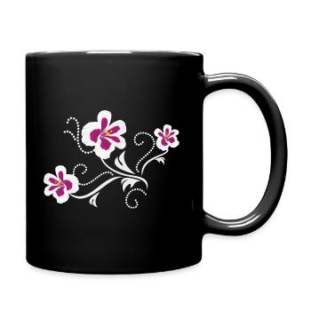 Stilisierte Pelargoniumblüten - Tasse einfarbig - Schwarz - Rechts