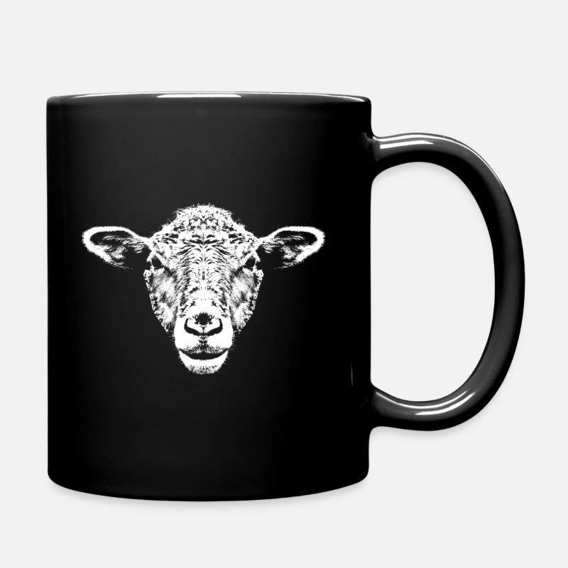 Weißes Schaf / Portrait / Kopf - Tasse einfarbig - Schwarz