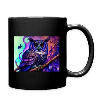 Eule - Tasse einfarbig - Schwarz - Rechts