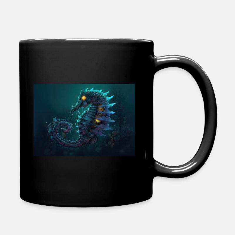 Neon Shark Attack - Full Colour Mug - black