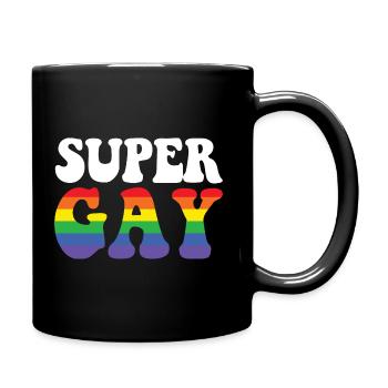 Super Gay Regenbogen LGBTQ Gay Pride - Tasse einfarbig - Schwarz - Rechts