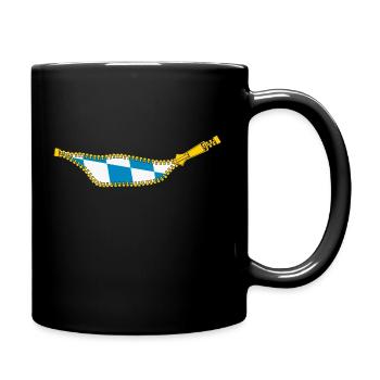 Innen bin ich Blau Weiß - Reißverschluss - Tasse einfarbig - Schwarz - Rechts