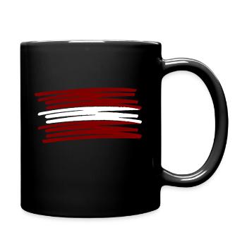 Lettland Latvia Flag Flagge painted gemalt - Tasse einfarbig - Schwarz - Rechts