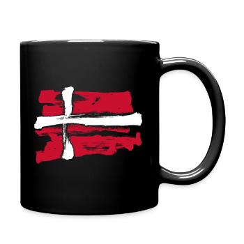 Dänemark Flagge / Pinsel Striche - Tasse einfarbig - Schwarz - Rechts