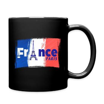 France Paris avec drapeau français et Tour Eiffel - Mug uni - noir - Droite