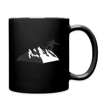 Snowboarding in the mountains - Full Colour Mug - black - Right