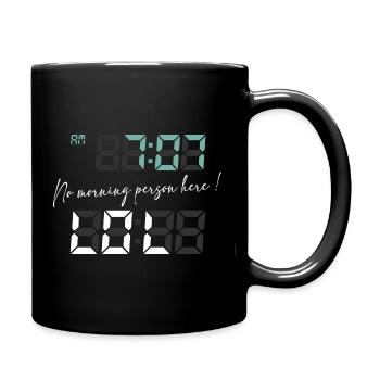 Wake up to humor at 7:07 - Full Colour Mug - black - Right
