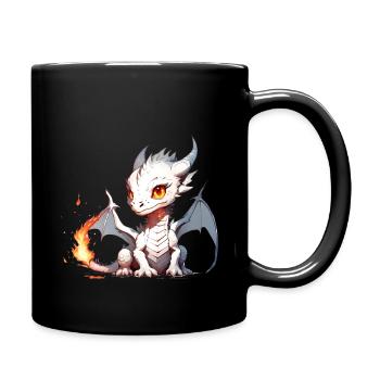 Little Cute Dragon with Flame - Full Colour Mug - black - Right