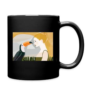 Les yeux dans les yeux avec l’oiseau - Mug uni - noir - Droite