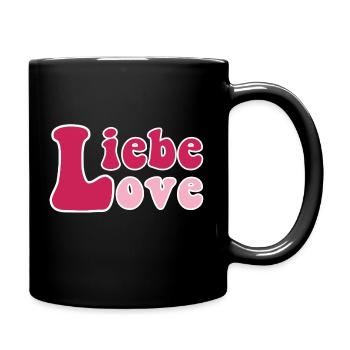 Liebe und Love - Tasse einfarbig - Schwarz - Rechts