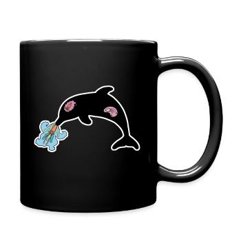 Delphin-Silhouette - Tasse einfarbig - Schwarz - Rechts