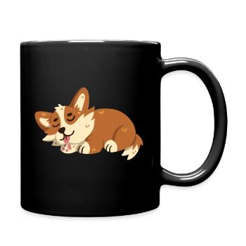 Corgi Sleeps - Full Colour Mug - black - Right