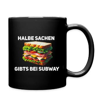 Halbe Sache - Tasse einfarbig - Schwarz - Rechts