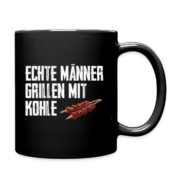 Echte Männer Grillen Mit Kohle - Tasse einfarbig - Schwarz - Rechts