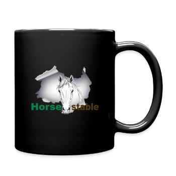 Pferdestall - Tasse einfarbig - Schwarz - Rechts