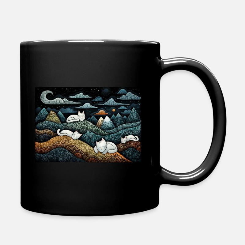 Night Cats Wonderland - Full Colour Mug - black