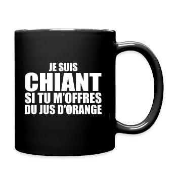 Mann, der Orangensaft liebt. Lustiger Design-Humor - Tasse einfarbig - Schwarz - Rechts