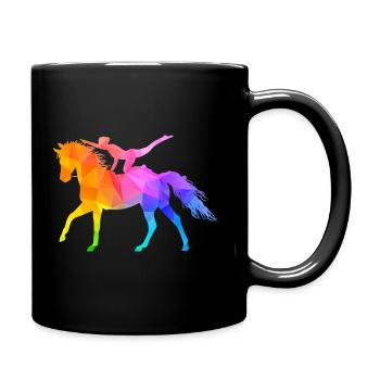 Voltigieren Akrobatik Reitsport Reiten Pferd bunt - Tasse einfarbig - Schwarz - Rechts