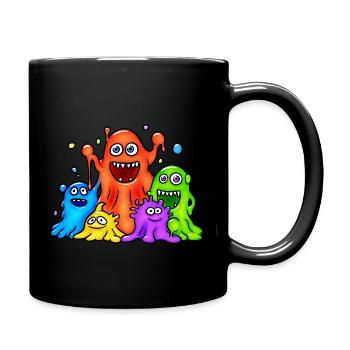 Bunte Schleimmonster - Tasse einfarbig - Schwarz - Rechts