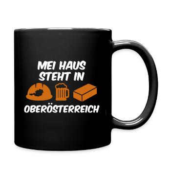 Häuslbauer Shirt für Oberösterreich - Tasse einfarbig - Schwarz - Rechts