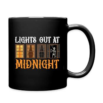 Skelett am Fenster bei Nacht - Tasse einfarbig - Schwarz - Rechts
