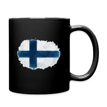Finland flag blob - Full Colour Mug - black - Right