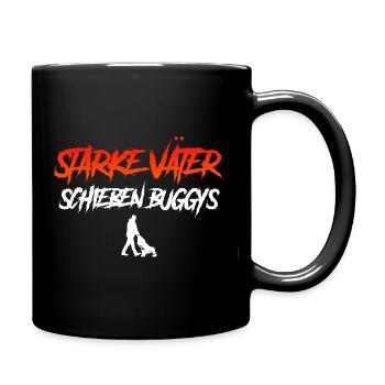Vaterschaft STARKE MÄNNER SCHIEBEN BUGGYS - Tasse einfarbig - Schwarz - Rechts