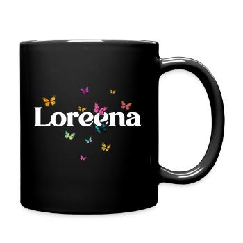 Beau prénom de fille LOREENA avec des papillons - Mug uni - noir - Droite