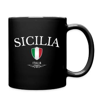 Sicily Italy, minimalist elegant design - Full Colour Mug - black - Right