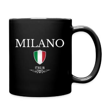 Mailand, Italien, elegantes minimalistisches Design - Tasse einfarbig - Schwarz - Rechts