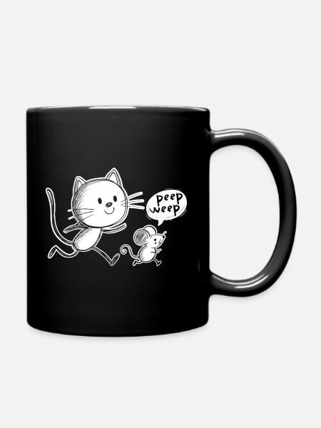 Chat et souris - Mug uni - noir
