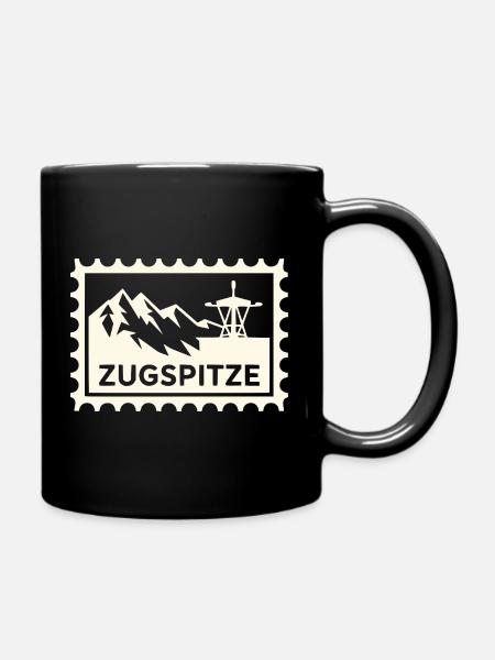 Mountain peak with cable car design - Full Colour Mug - black
